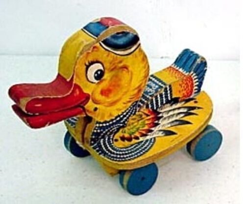 VTG FIsher Price Wooden Pull Toy "Gabby Duck"  1952-1953 #767 Made in USA HTF RA - $296.01
