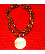 Brown glass beaded necklace W/MOP &amp; STERLING 925 - €27,51 EUR