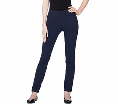 Women with Control  Slim Leg Ankle Pants with Faux Navy Pockets Black Pe... - £7.46 GBP