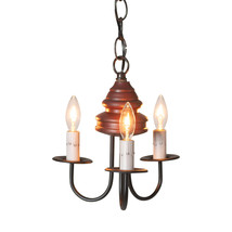 Wood Metal Bellview Chandelier Primitive 3 Candle Candelabra Usa Rustic Red - £210.50 GBP