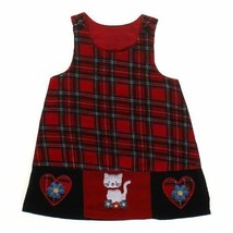 Goodlad 24 month Girls plaid Corduroy jumper dress Cat Hearts Flowers - $15.00