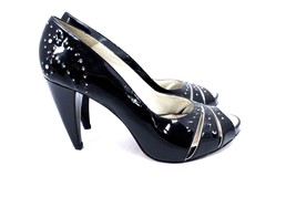 Gracienne Pump Stiletto Heels Black Patent Leather Peep Toe Platform  9 NEW - $28.71