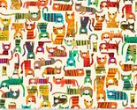 Cotton Fur-ever Friends Cat House Colorful Fabric Print by Yard D386.47 - $15.95