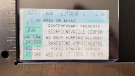 SCORPIONS / ALICE COOPER JUL 17, 1996 BONNER SPRINGS, KANSAS CONCERT TIC... - $15.00