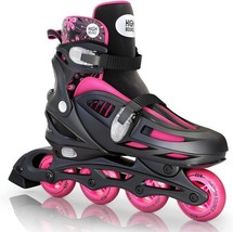 Adjustable Inline Skates Roller Blades Smooth Gel Wheels   XL 8-10.5  Pink/Black - £13.12 GBP