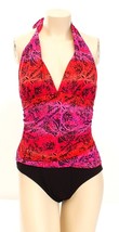 La Blanca Pink Red Black Floral One Piece Swim Suit Women&#39;s Size 14  NWT - $111.99