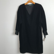 Lauren Ralph Lauren 12 Dress Black Velvet Dolman Long Sleeve Slouchy Kne... - £21.71 GBP