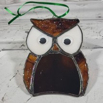 Owl Stained Glass SunCatcher Handmade Crude Crafted Decor  - $14.84