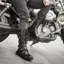 Korean Version of Motorcycle Boots Men&#39;s Punk Metal Knight Boots British Boots H - £97.49 GBP