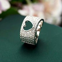 Titanium Ring Whit Hollowed Heart nd Inlaid Zirconia Fashion Accessory Size 10.5 - £19.13 GBP