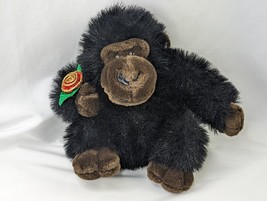 Black Gorilla Plush 10 Inch Red Rose Main Joy Stuffed Animal Toy - $12.95