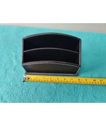 Vintage Black Faux Leather Desktop Mail Holder Organizer with 2 Compartm... - $19.99