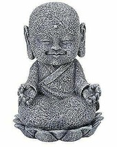 Ebros Zen Meditating Japanese Jizo Monk With Om Hand On Lotus Statue 4&quot; Tall - £14.34 GBP
