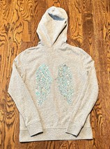 Victoria&#39;s Secret Hoodie Sequined Wings Womens XS Gray Bling - $32.71