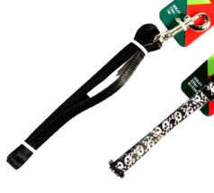Small Dog Puppy Collar and Leash Set Black Skull and Crossbones 8-14 Inch Neck - £9.66 GBP