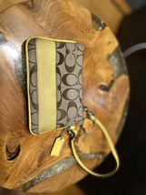 Coach Signature Canvas Wristlet with Yellow Accents - $19.80
