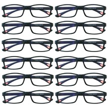 12 Packs Unisex Rectangular Frame Reading Glasses Classic Readers for Men Women - £12.51 GBP+