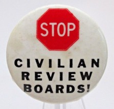 Stop Civilian Review Boards Vintage Pinback Button HTF NYC - £3.94 GBP