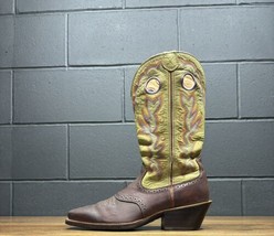 Twisted X Buckaroo Women&#39;s Lime Green Brown Leather Midcalf Western Boot... - $54.96