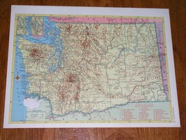 1953 Vintage Map Of Washington / Verso West Virginia - £13.66 GBP