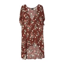 Torrid Womens Brown Floral Hi Low V Neck Short Sleeve Boho Dress Size 4X - $19.99