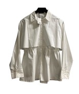 Ontwelfth Top Womens L White Button Down Shirt Smocked Waist Tunic Capsu... - €24,94 EUR