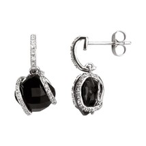 Authenticity Guarantee 
14k White Gold Onyx and Diamond Earrings - £1,014.19 GBP