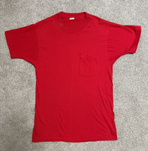 Vtg Single Stitch BVD Blank Red Pocket T-Shirt Size L 42/44 Made In USA 90’s - £9.92 GBP