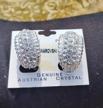 Silver tone Swarovski Crystal Clip On Earrings - £11.86 GBP