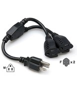 1 In 2 Out Ac Power Cord Splitter - Ac Outlet Splitter Cord - £14.09 GBP