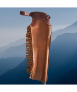 Steerbrand Shotgun Chaps Smooth Chestnut Leather Fringe Large - X-Large Not Used - $299.99