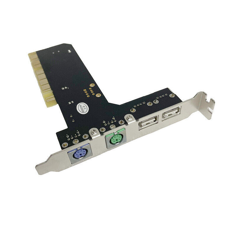 Keyboard Mouse Adapter Card PCI 32bit to 2x PS2 PS/2 + 2x USB 2.0 Port f... - $17.48