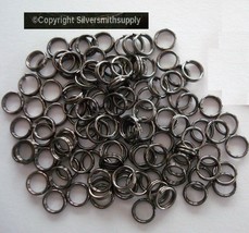 Clasp or charm attachment 5mm Black plated split rings jump rings 100 pc... - $2.92