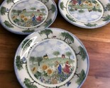 Set of 3 Nikko Salad 8&quot; Plate REMEMBER WHEN Farm Trees Birds VTG 1999 De... - $19.79