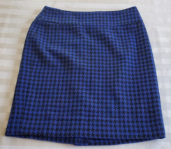 NWT Ann Taylor Blue &amp; Black Hounds Tooth Pencil Skirt Size 6 Polyester/W... - £15.81 GBP