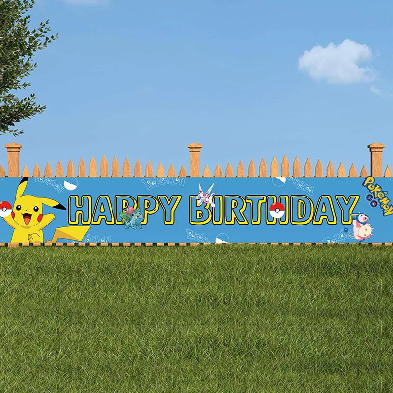 Pokemon cartoon Pikachu party decoration outdoor fence banner anime figure - £11.50 GBP