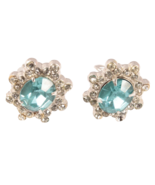 Coro Vintage Earrings Blue Center with Clear Rhinestones Surround Clip On - €5,94 EUR