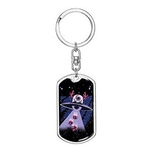 Santa Alien Dog Tag Pendant Keychain Stainless Steel or 18k Gold - $54.40