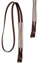 Horse Horse Western Brown Full-Grain Leather Rawhide Braided Ends Barrel... - $39.59