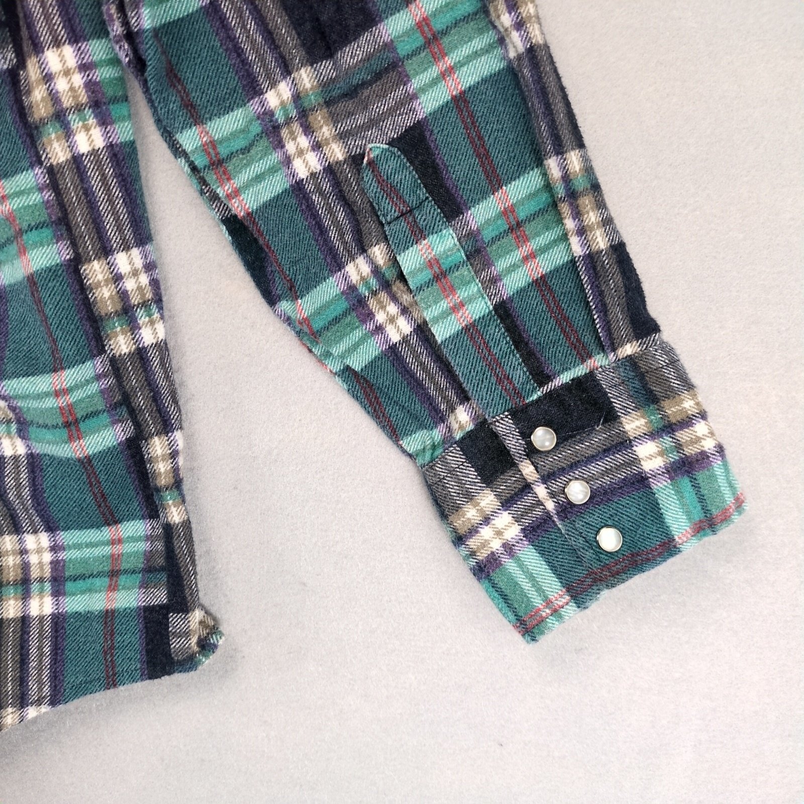 Vtg GFC Trading Co Plaid Flannel Pearl Snap Shirt Men's XL Navy Green Gorpcore Item image 3