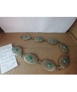 Silver Tone Turquoise Stone Concho Metal Western Chain Link - $40.95 CAD