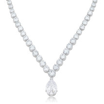 Bejeweled Cubic Zirconia Pear Drop Necklace - $106.49