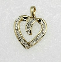 1/2 ct Diamond  Heart Charm Pendant REAL Solid 14 k Yellow Gold  3.7 g  boxed - £436.24 GBP