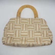 Vintage M&amp;G Bertini Woven Tote Handbag Plastic Handle made in Italy - $77.29