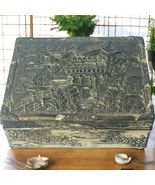 Antique Silvered Copper Japanese Cigarette Box with Pagoda Scene - €16,02 EUR
