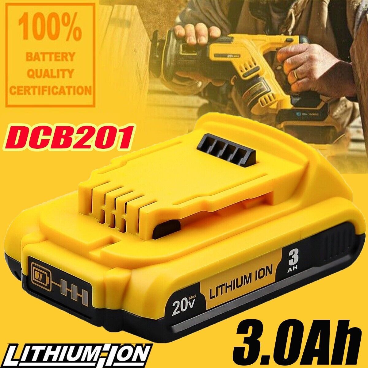 Primary image for Dcb203 20V Max Compact 3.0Ah Lithium-Ion Battery Replacement