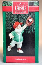 Hallmark: Perfect Catch - Santa Making Catch with Baseball Glove - 1990 Ornament - £10.11 GBP