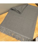 Pottery Barn Herringbone Throw Blanket Gray 50 x 60 in Acrylic Fringe Soft - $49.49
