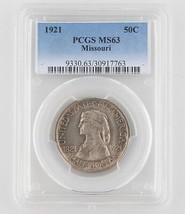 1921 50¢ Missouri Argento Commemorative Selezionato Da PCGS Come MS-63! Basso - £747.81 GBP
