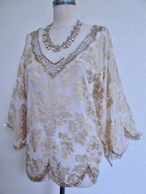 Muse for Boston Proper Beaded Evening Top 10 Sheer Brocade Sequins Beads Burnout - £21.64 GBP